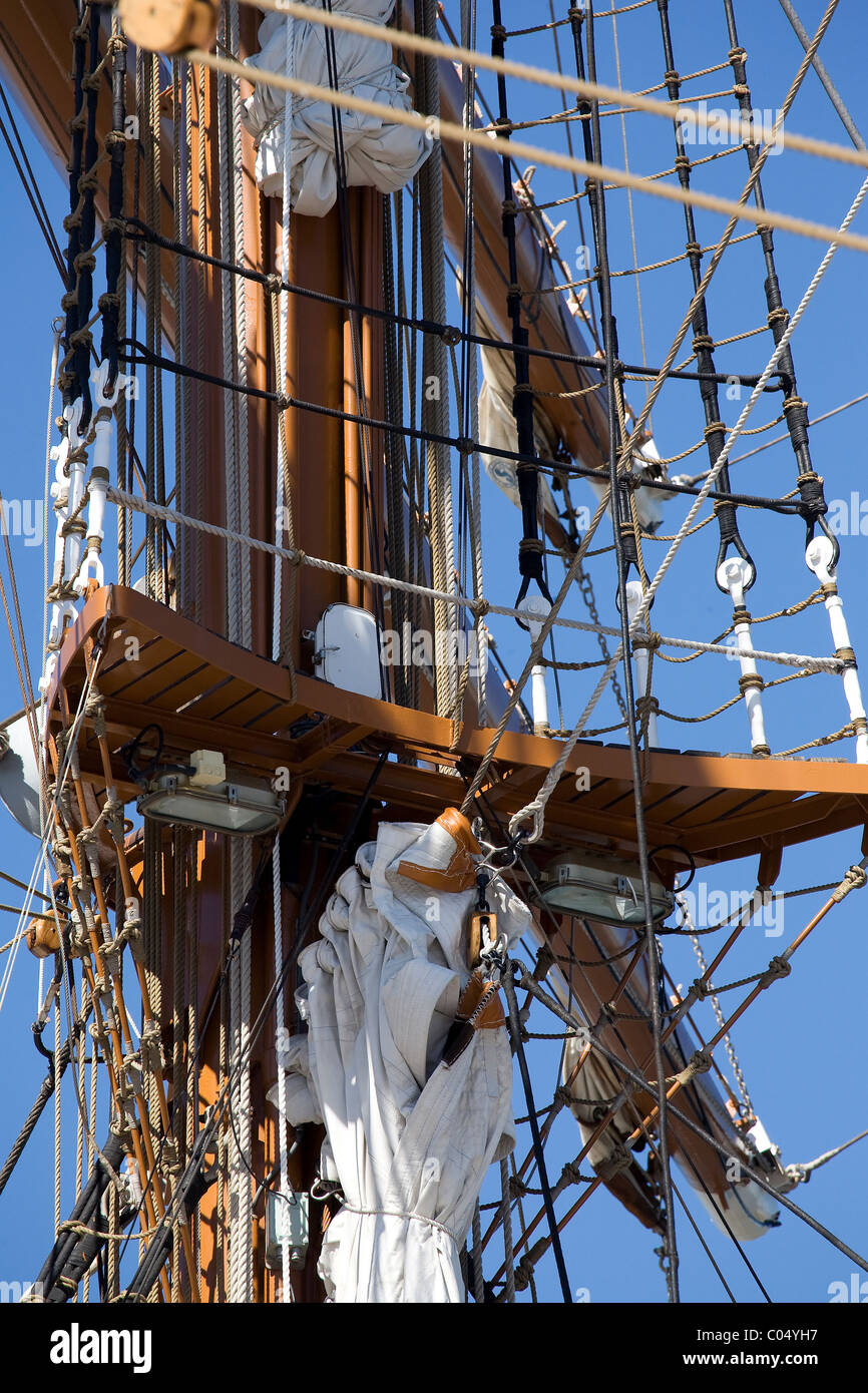 Tall sail ship rigging Stock Photo Alamy