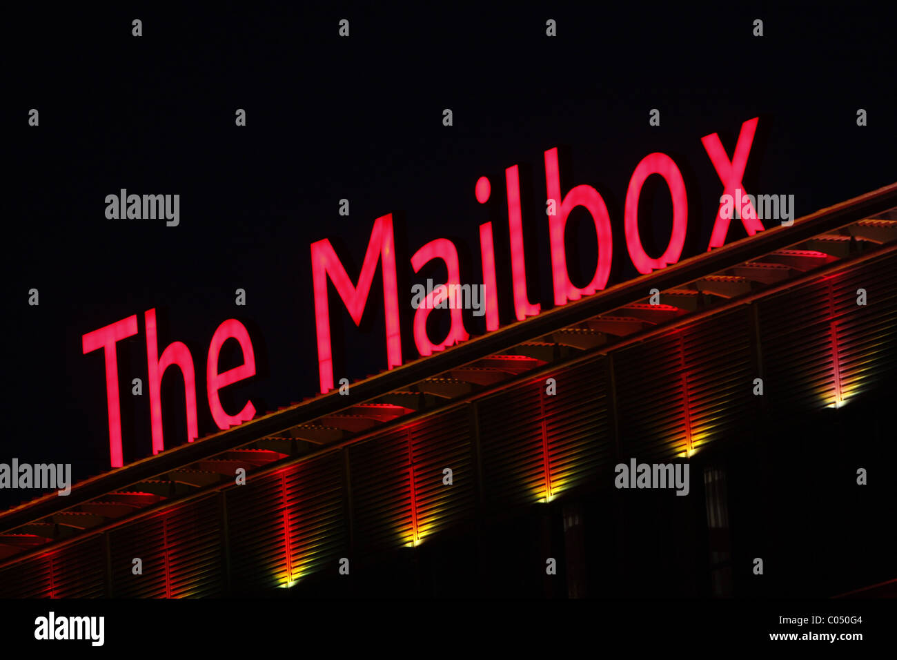 The neon sign for the Maillbox building in Birmingham Stock Photo
