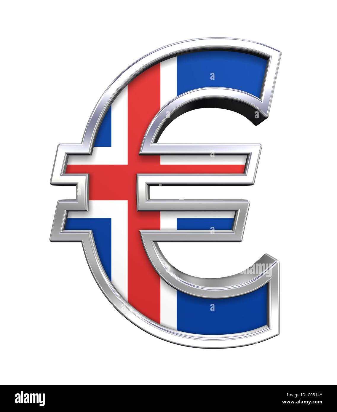 Silver Euro sign with Iceland flag isolated on white Stock Photo - Alamy