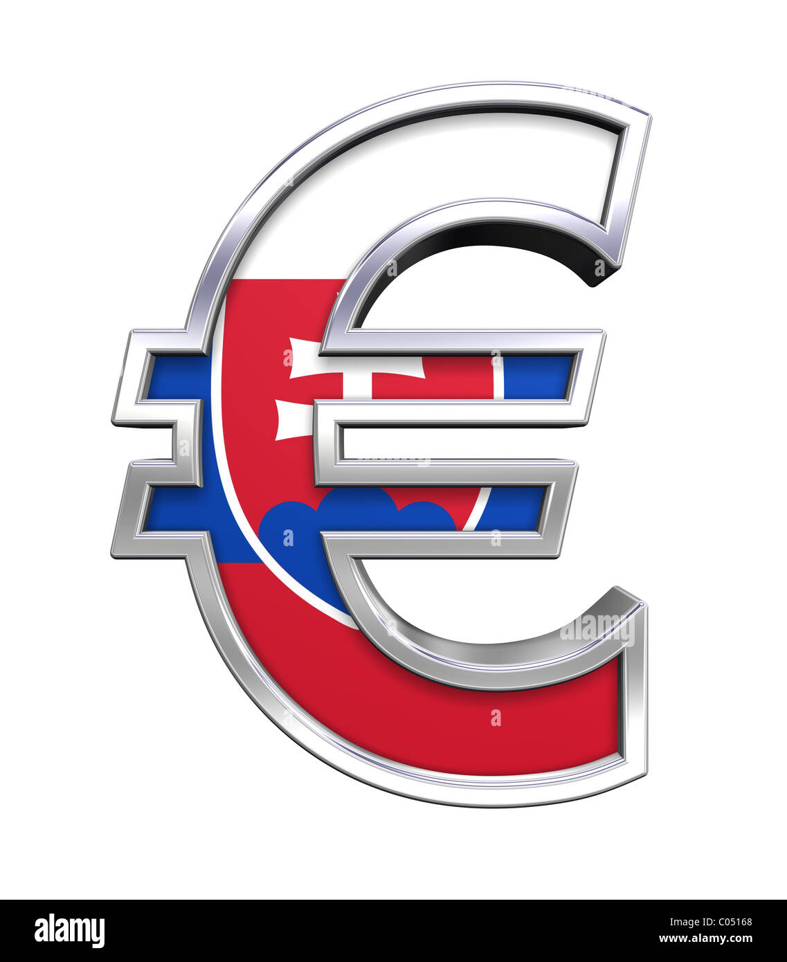 Silver Euro sign with Slovakia flag isolated on white Stock Photo - Alamy