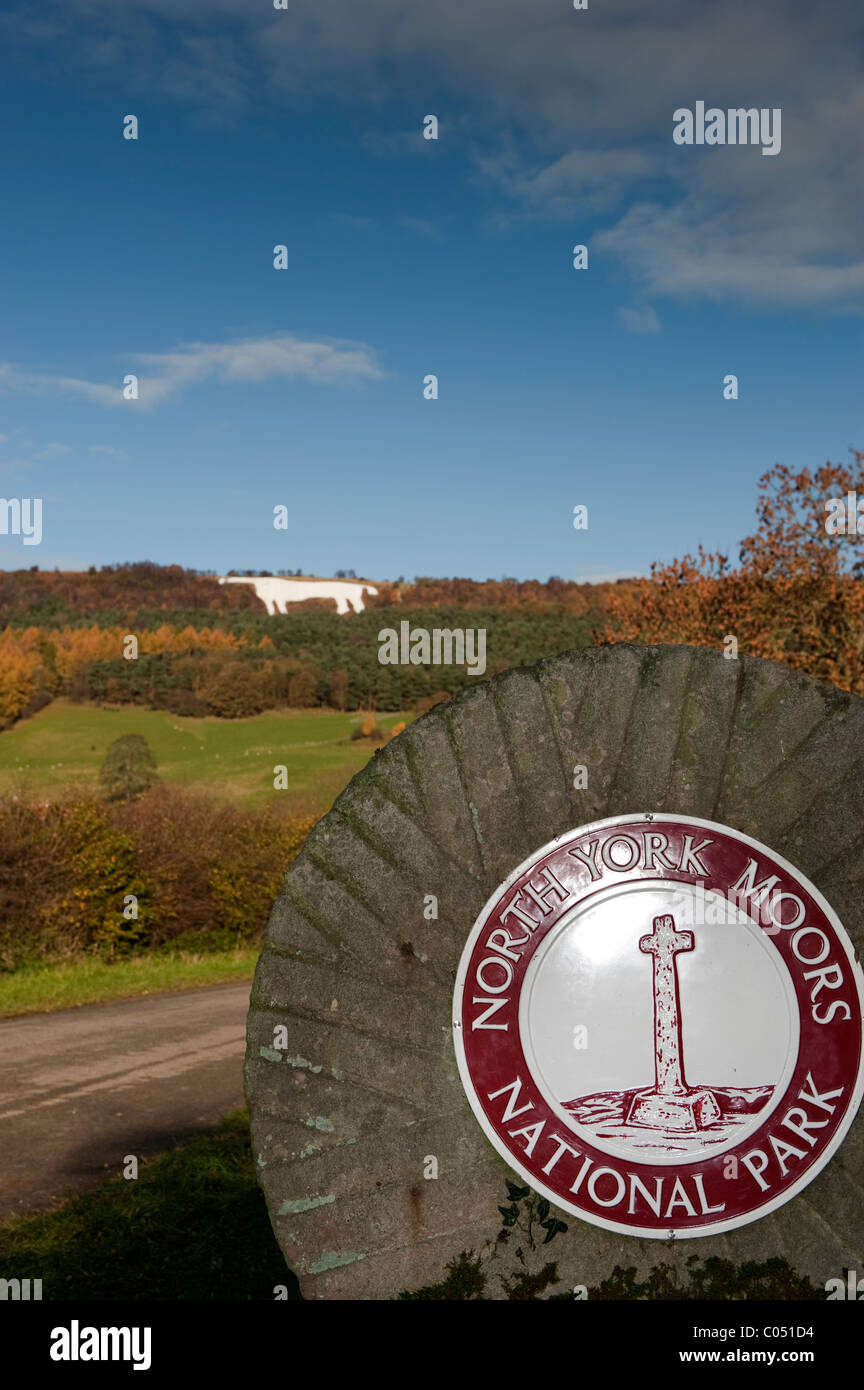 Yorkshire white horse on hillside hires stock photography and images