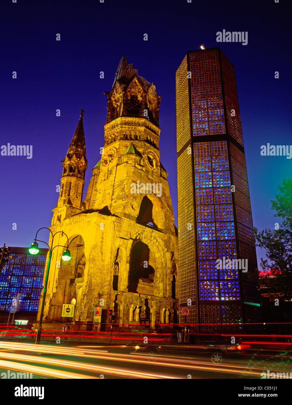 Germany, Berlin, Kaiser Wilhelm memorial Church at twilight Stock Photo