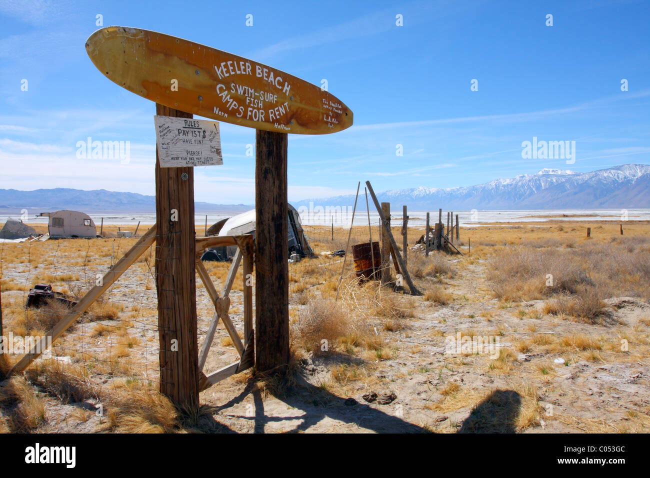 Keeler Beach next to the now dry Owens Lake in California's Owens