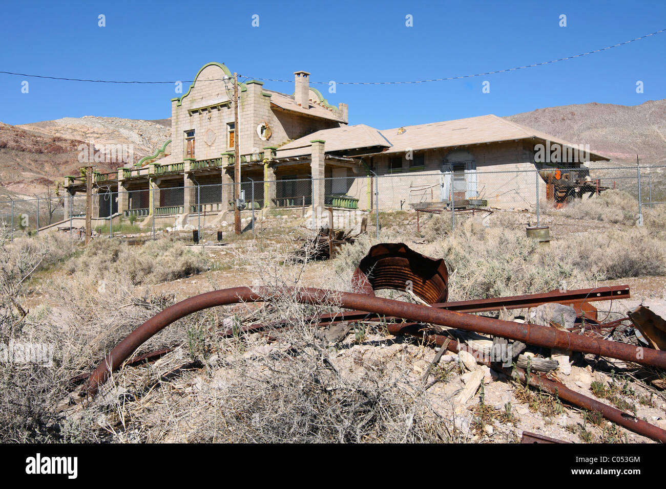 The Las Vegas Tonopah Railroad Depot in Rhyolite, Nevada Stock Photo