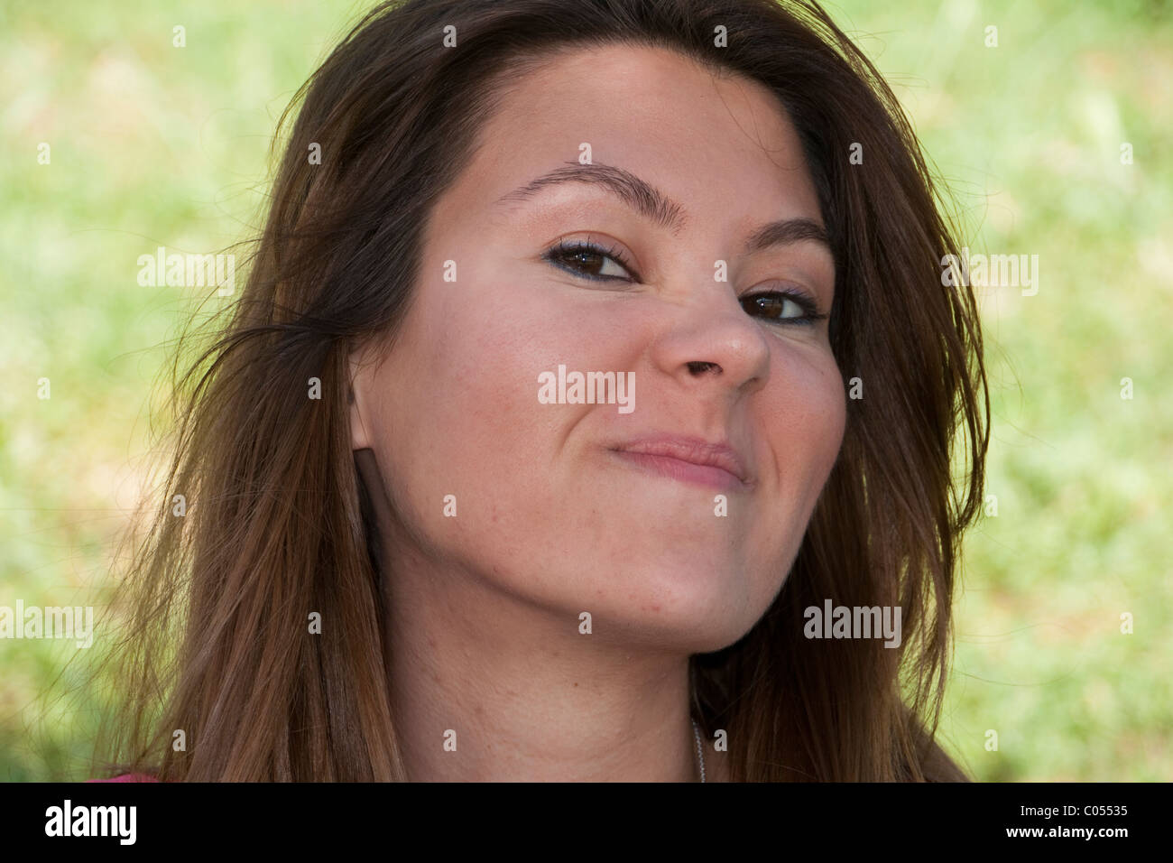 Childish young woman making faces - Snooty - Arrogant Stock Photo