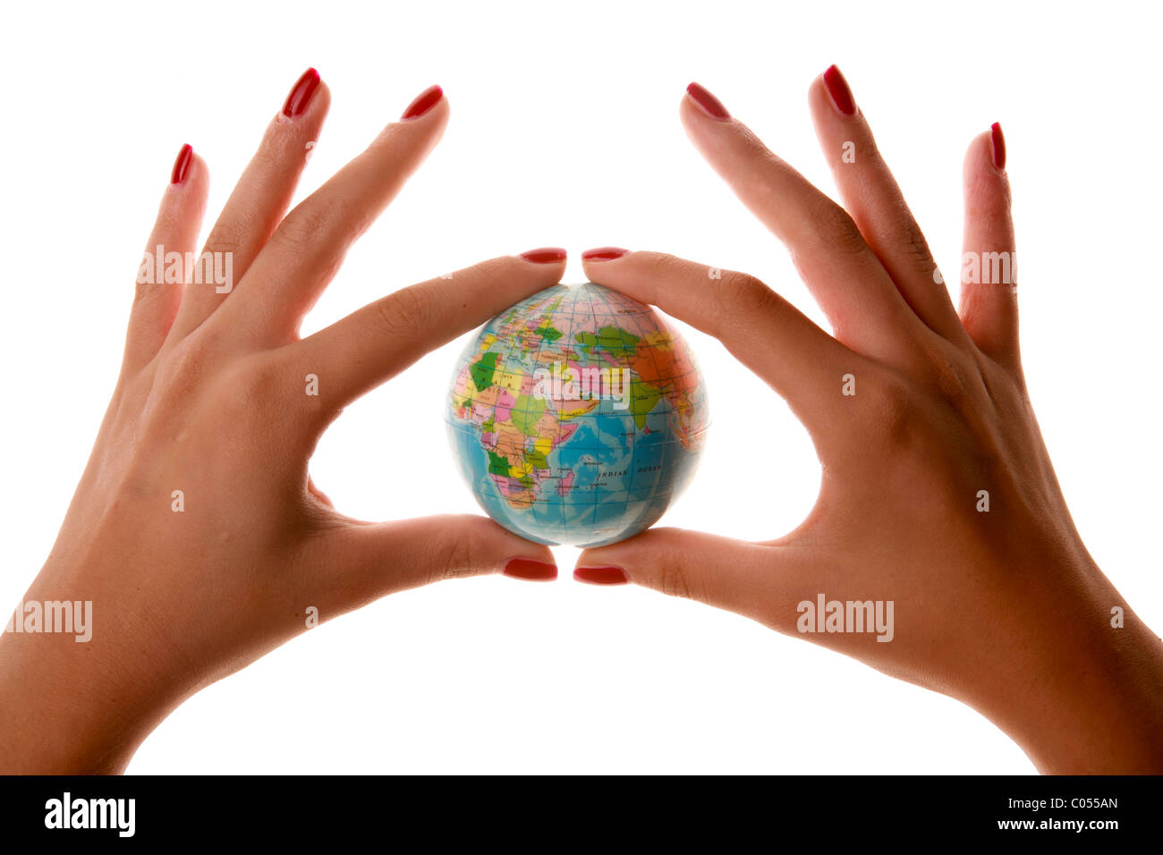 Womans hands holding small world - Globe - Planet - Business Stock Photo