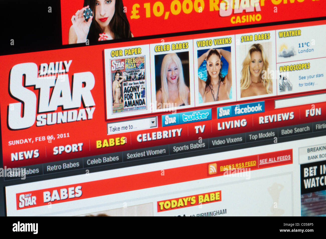 The web site of the Sunday Daily Star newspaper. Stock Photo