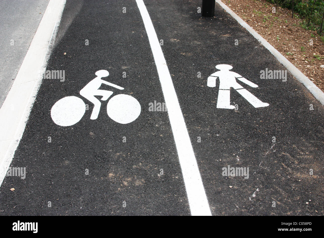 pedestrian and cycle path Stock Photo