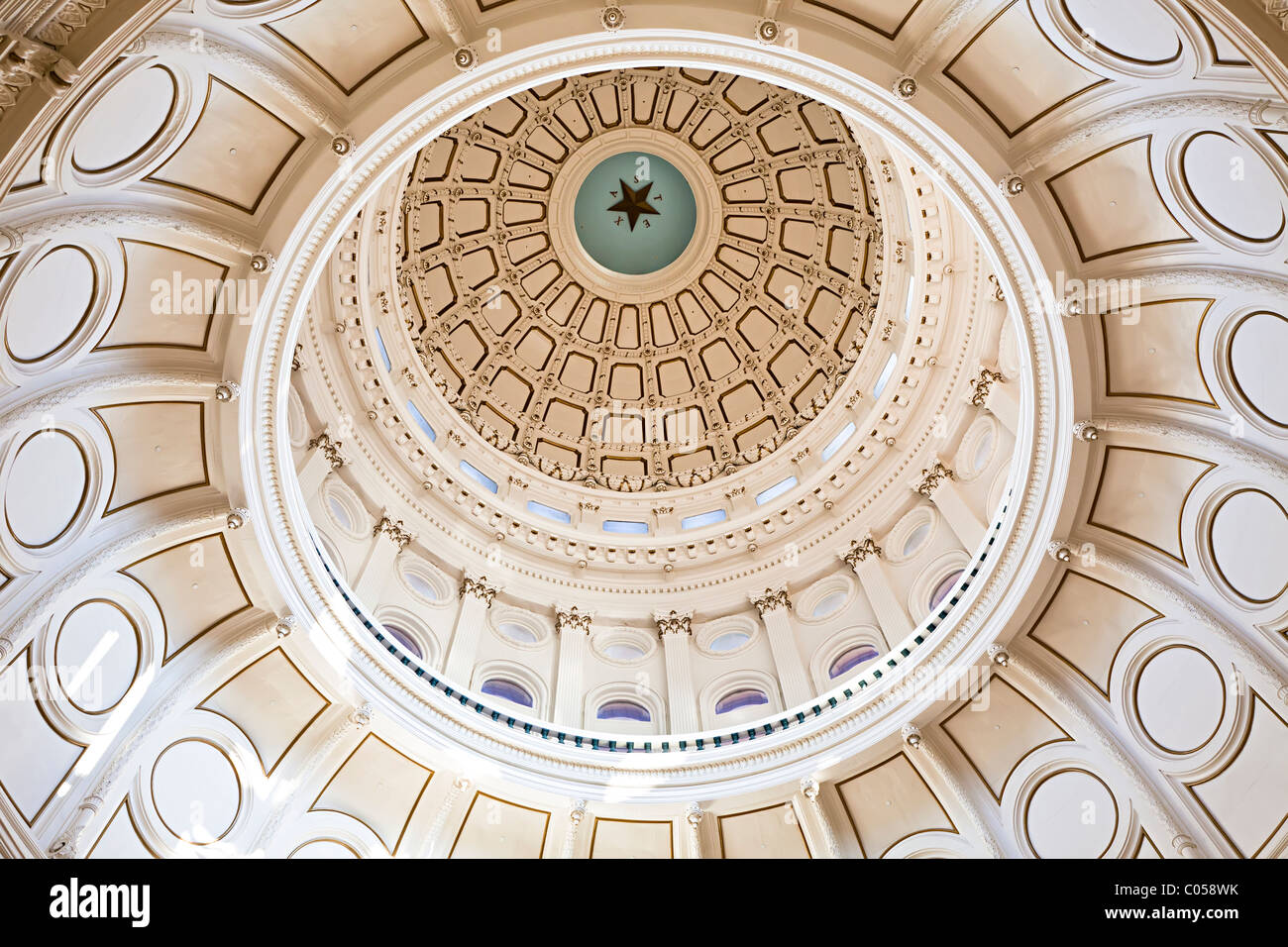 Domed ceiling with star Texas State Capitol Building Austin Texas USA Stock Photo
