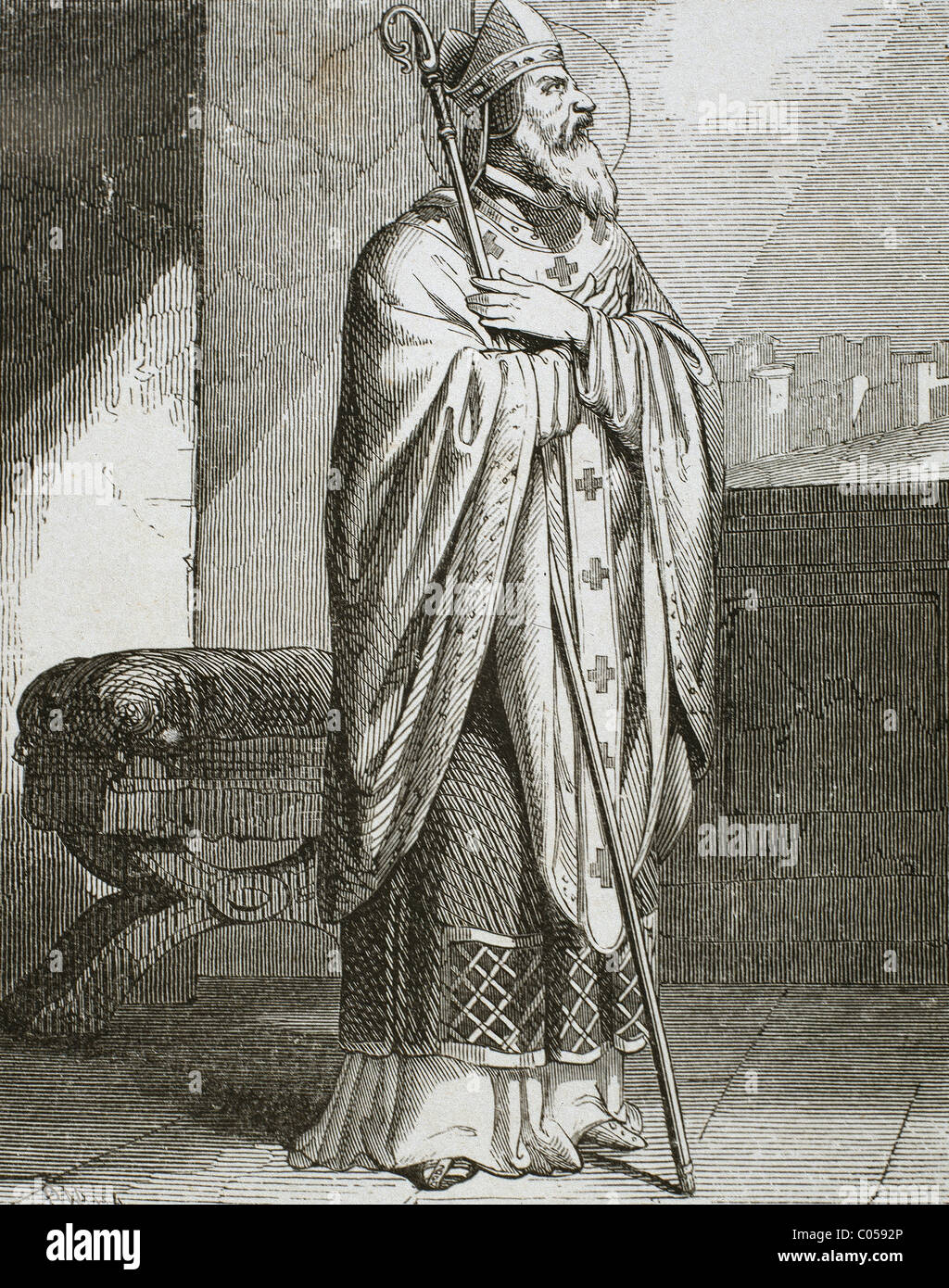 Saint Narcissus of Jerusalem (c. 99 - c. 216). Patriarch of Jerusalem, bishop and confessor. Stock Photo