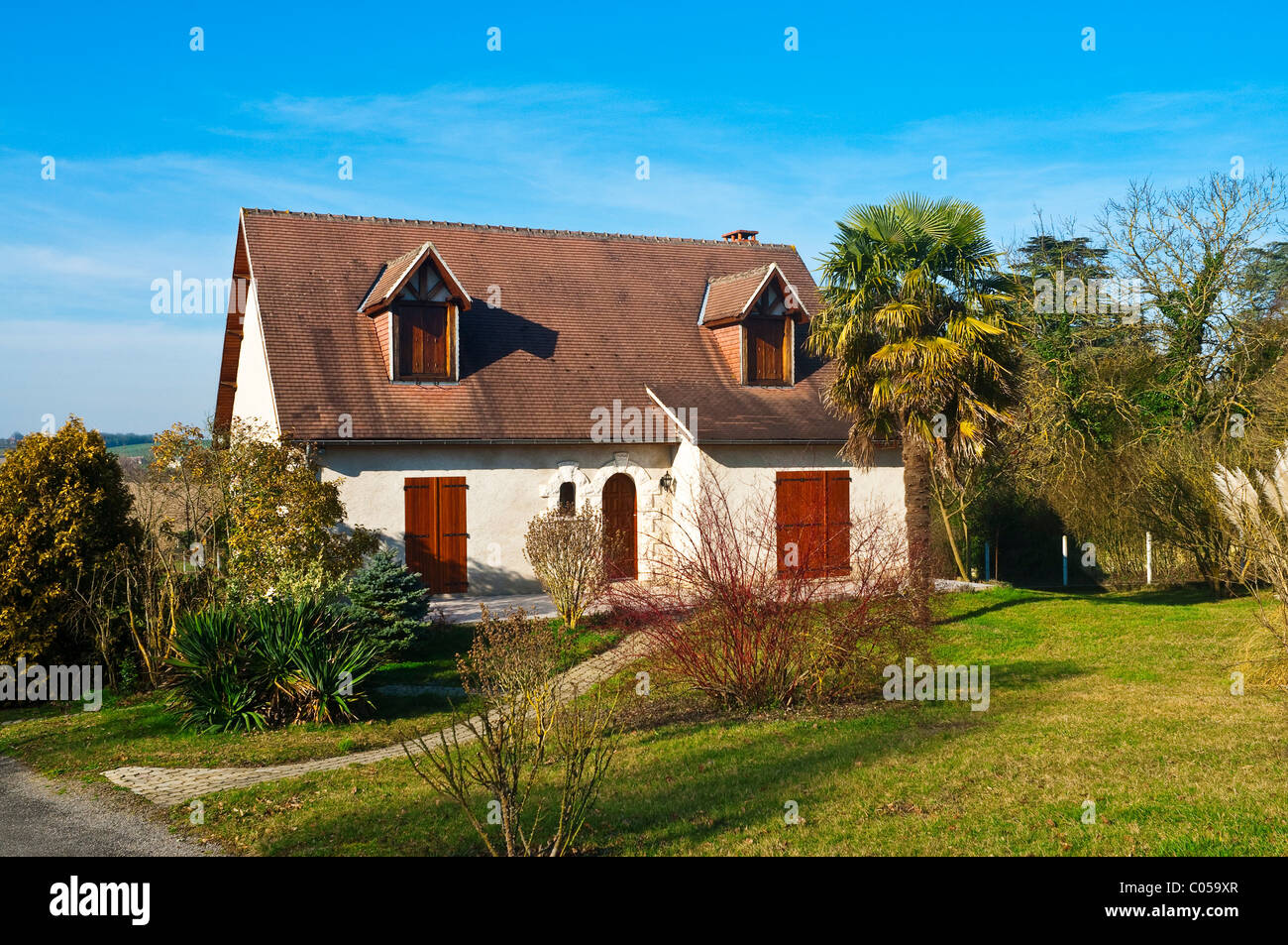 1980s bungalow house residence - Indre-et-Loire, France. Stock Photo