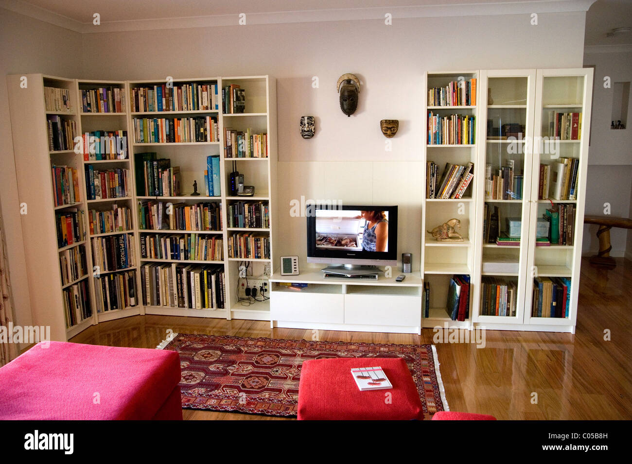 lounge room bookshelves Stock Photo