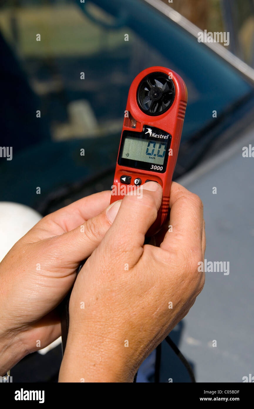 hand held weather station Stock Photo