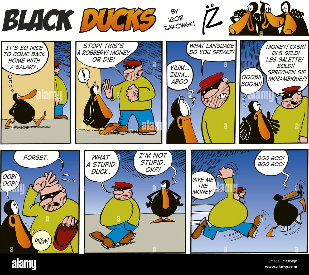 Black Ducks Comic Strip episode 46 Stock Photo