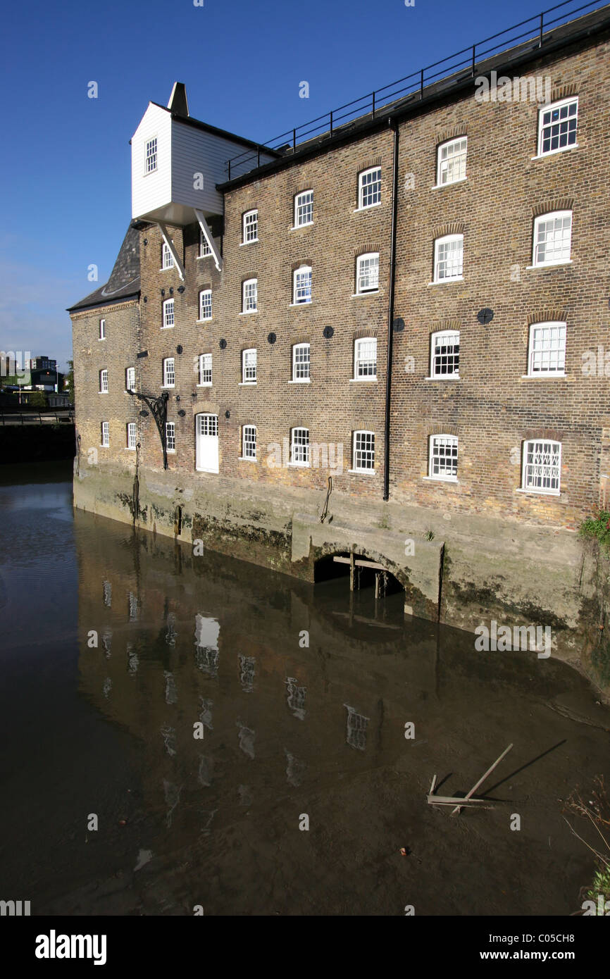 Three Mills on the River Lee in the East End of London, England, UK. Stock Photo