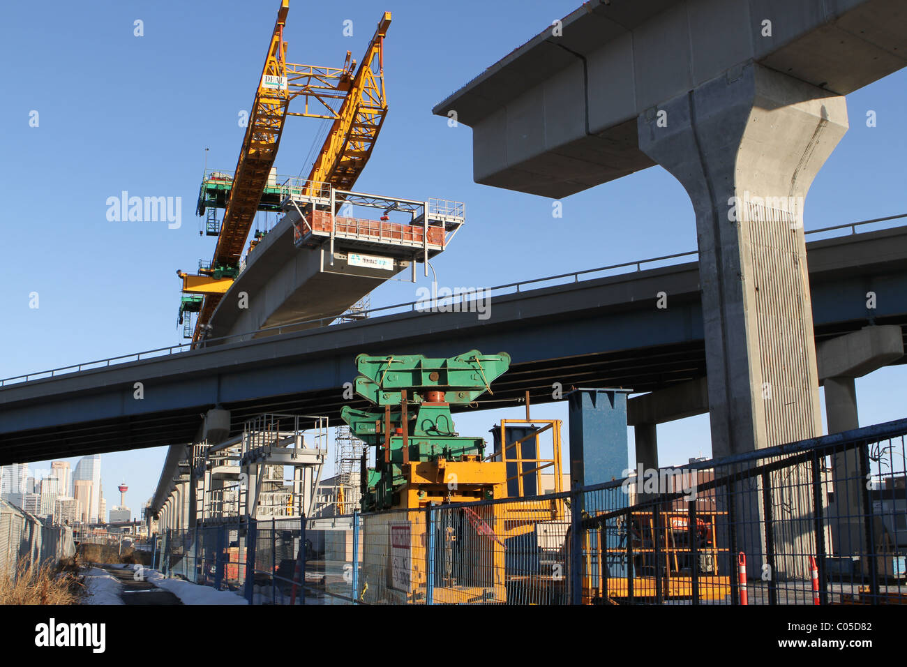 Light rail transit construction in Calgary, Alberta, Canada Stock Photo