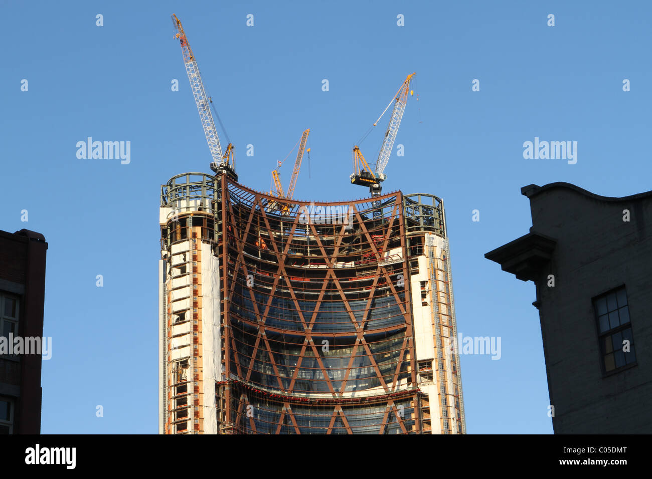 Downtown construction in Calgary, Alberta, Canada. "The Bow Stock Photo
