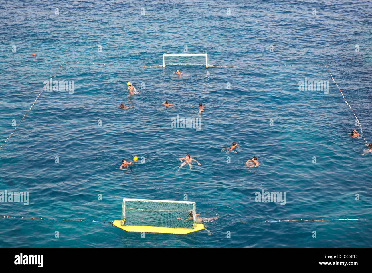 Water polo in the sea, Aci Castello, Sicily, Italy Stock Photo