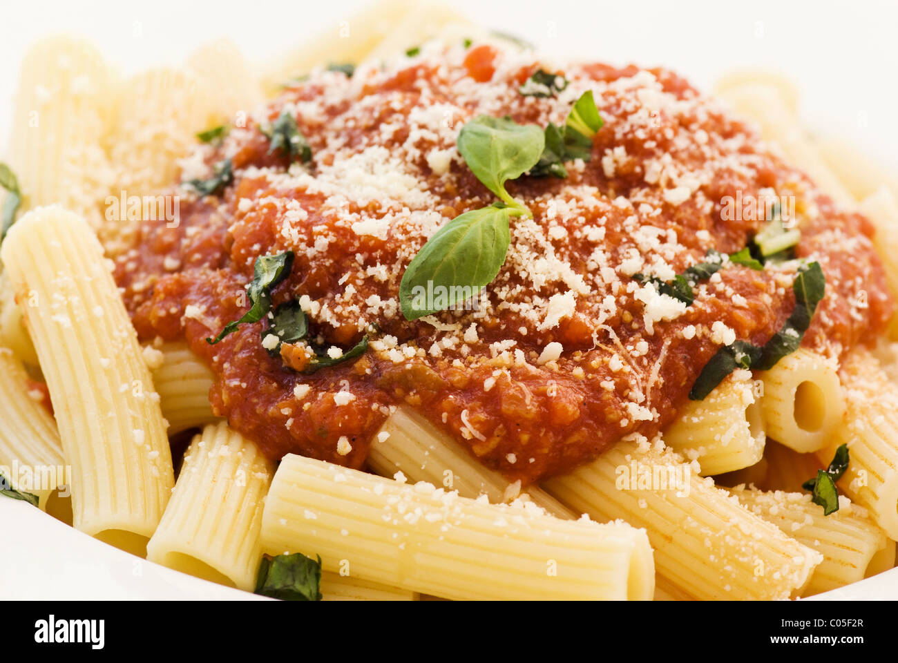 Rigatoni with sauce Stock Photo