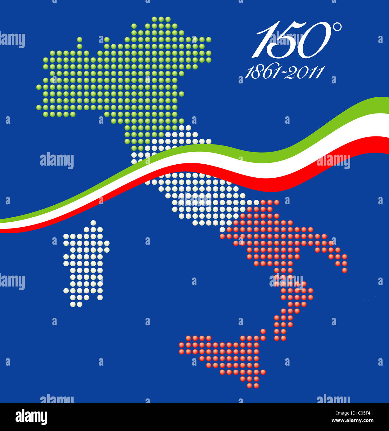 Unification Of Italy Map High Resolution Stock Photography And Images Illustration For The 150th Anniversary Of Italian Unity With A Graphical Map Of Italy Represented As Led Spheres With Italian F C05F4H