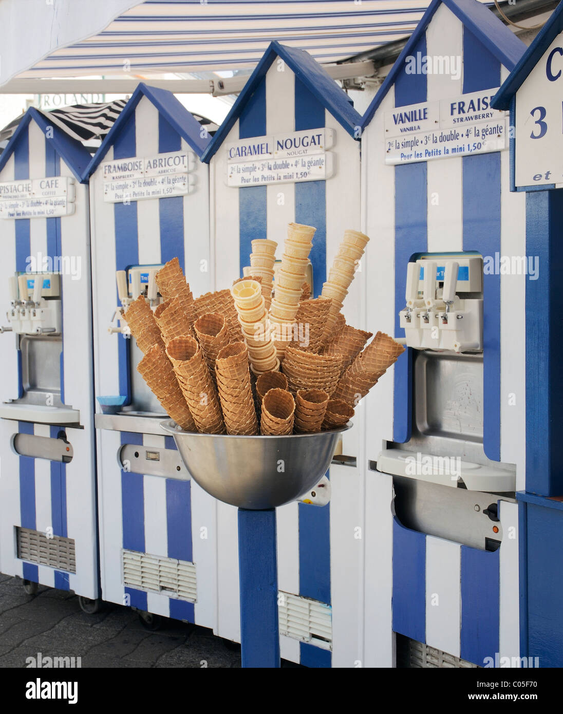 Striped ice cream vending machines in France Stock Photo Alamy