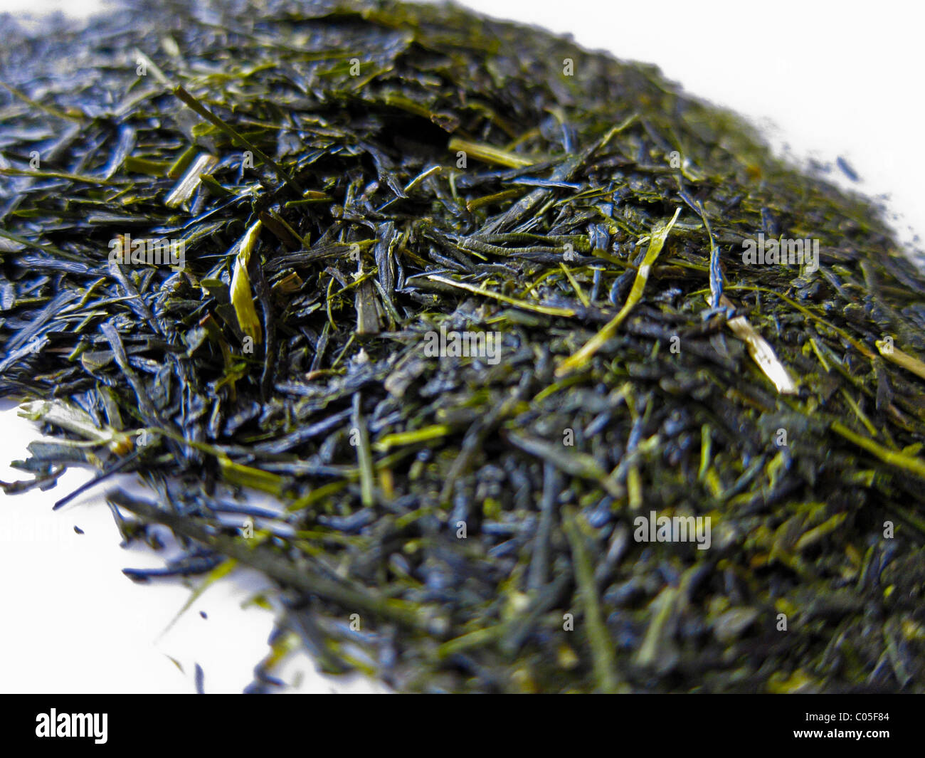 Close up , Dry Japanese Green Tea Leaves Stock Photo Alamy