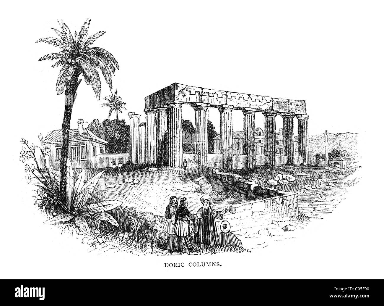 Vintage engraving of ancient ruins Stock Photo