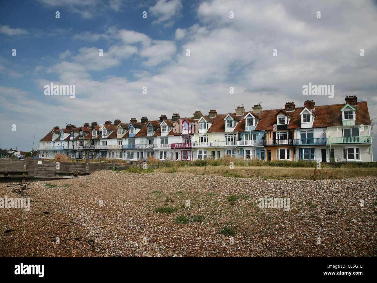 Beach front houses in Whitstable, Kent Stock Photo Alamy