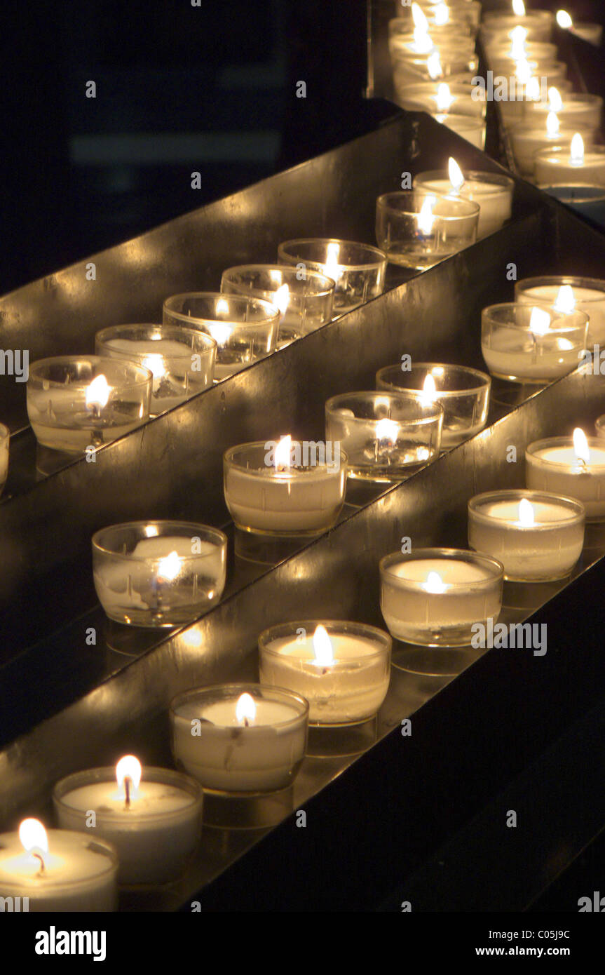 Candles in catholic church Stock Photo Alamy