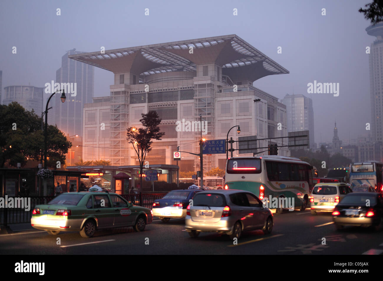 Shanghai Urban Planning Exhibition Hall in the morning, Shanghai China ...