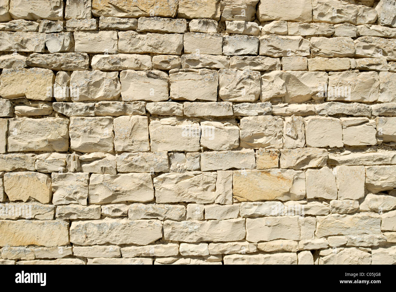 Section of a exterior limestone wall used to build many of the older
