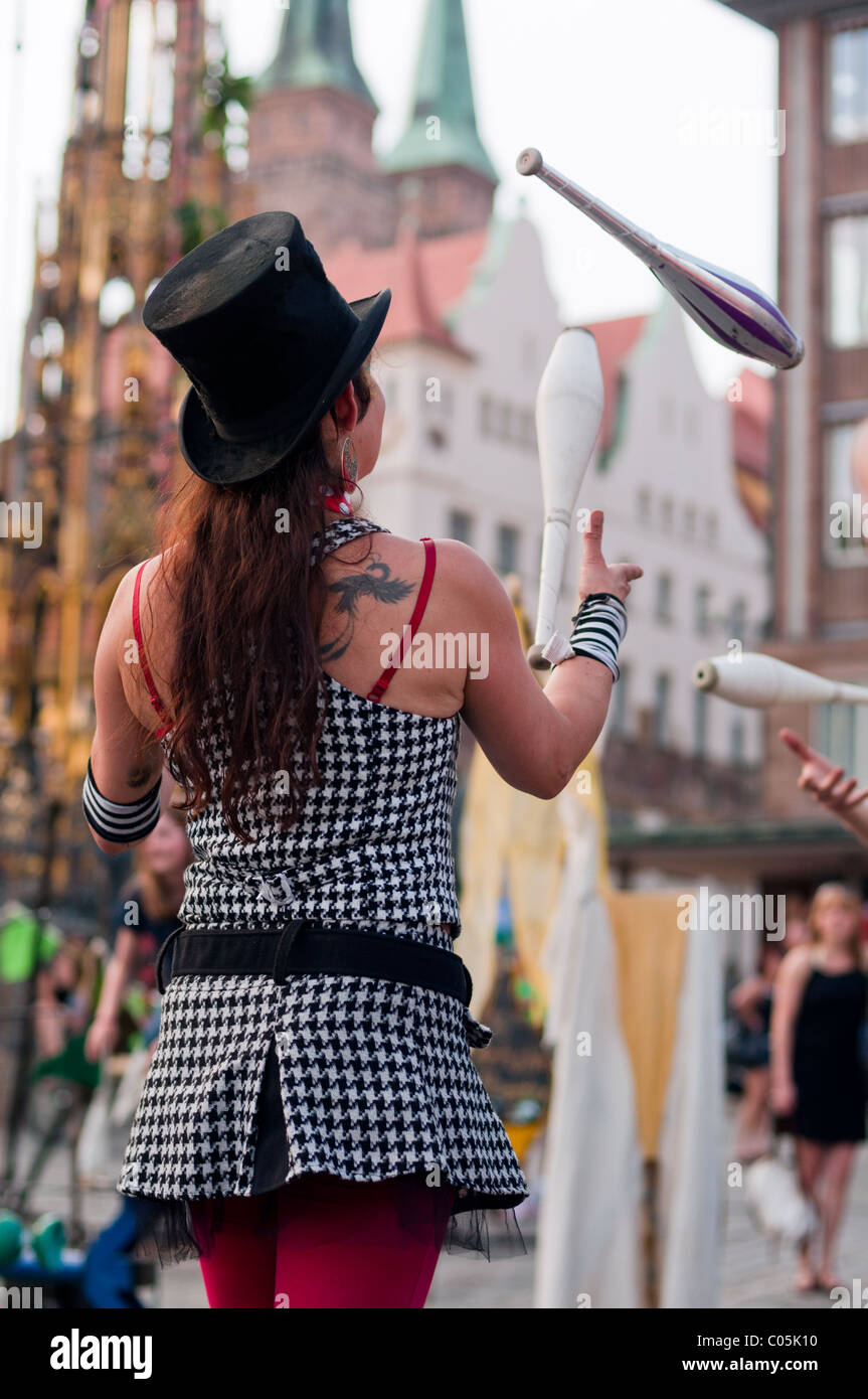 Woman Juggling in Nuremberg,Germany Stock Photo