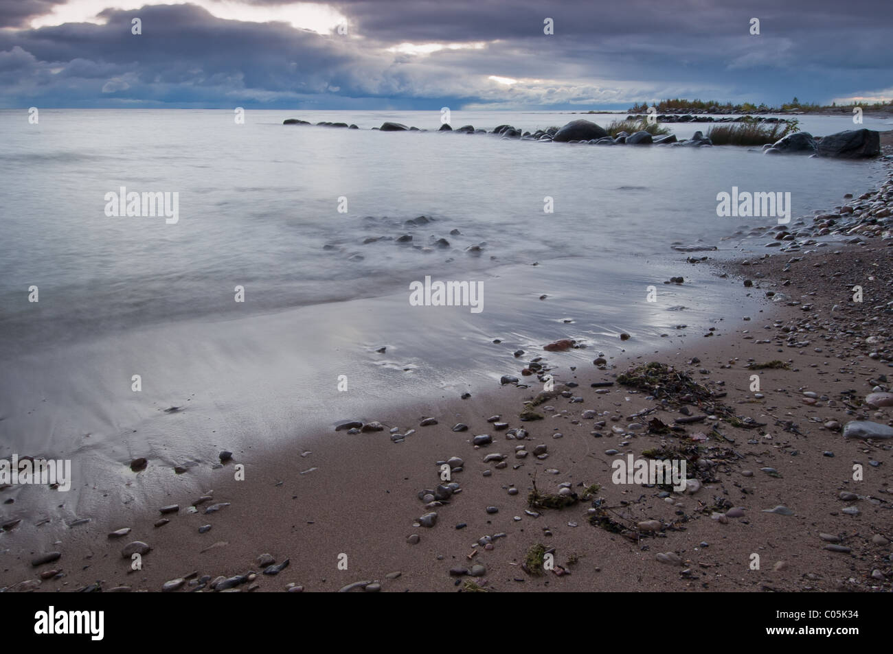 morning shore on the Bay on Lake Huron showing the water