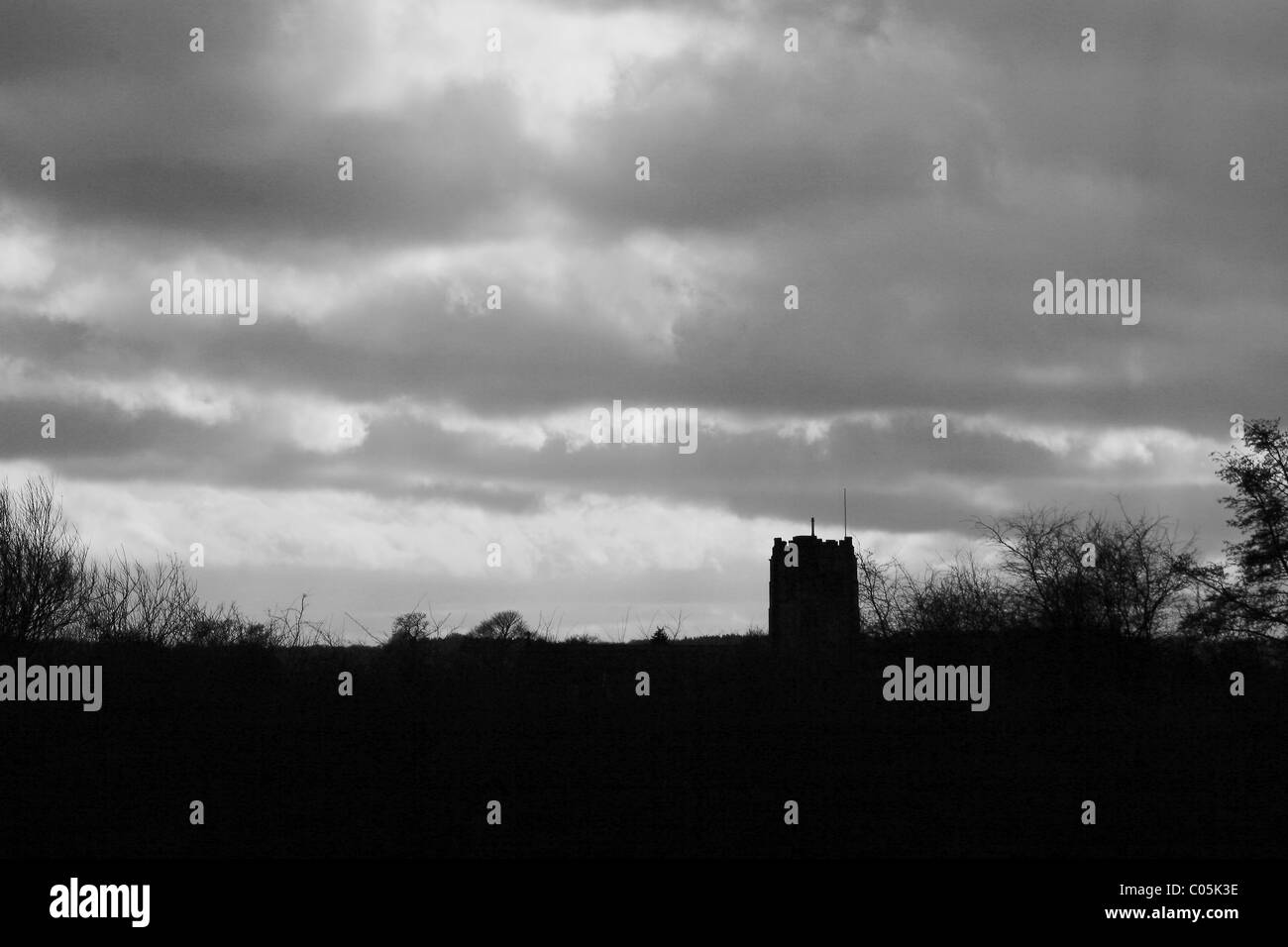 cloudy sky with view of St Anne's Church, Worksop Stock Photo