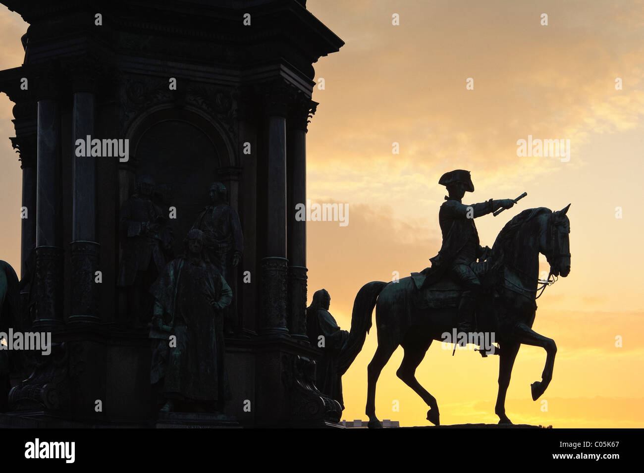 Statue of Ernst Gideon Von Laudon that is part of the Maria Theresa monument in Vienna, Austria Stock Photo