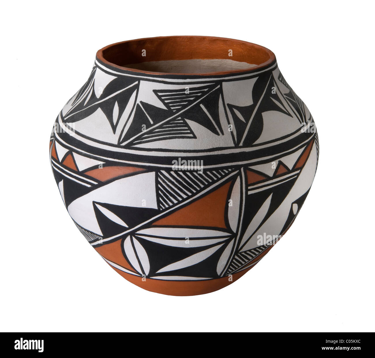 A hand coiled and painted Acoma pueblo Indian pot Stock Photo