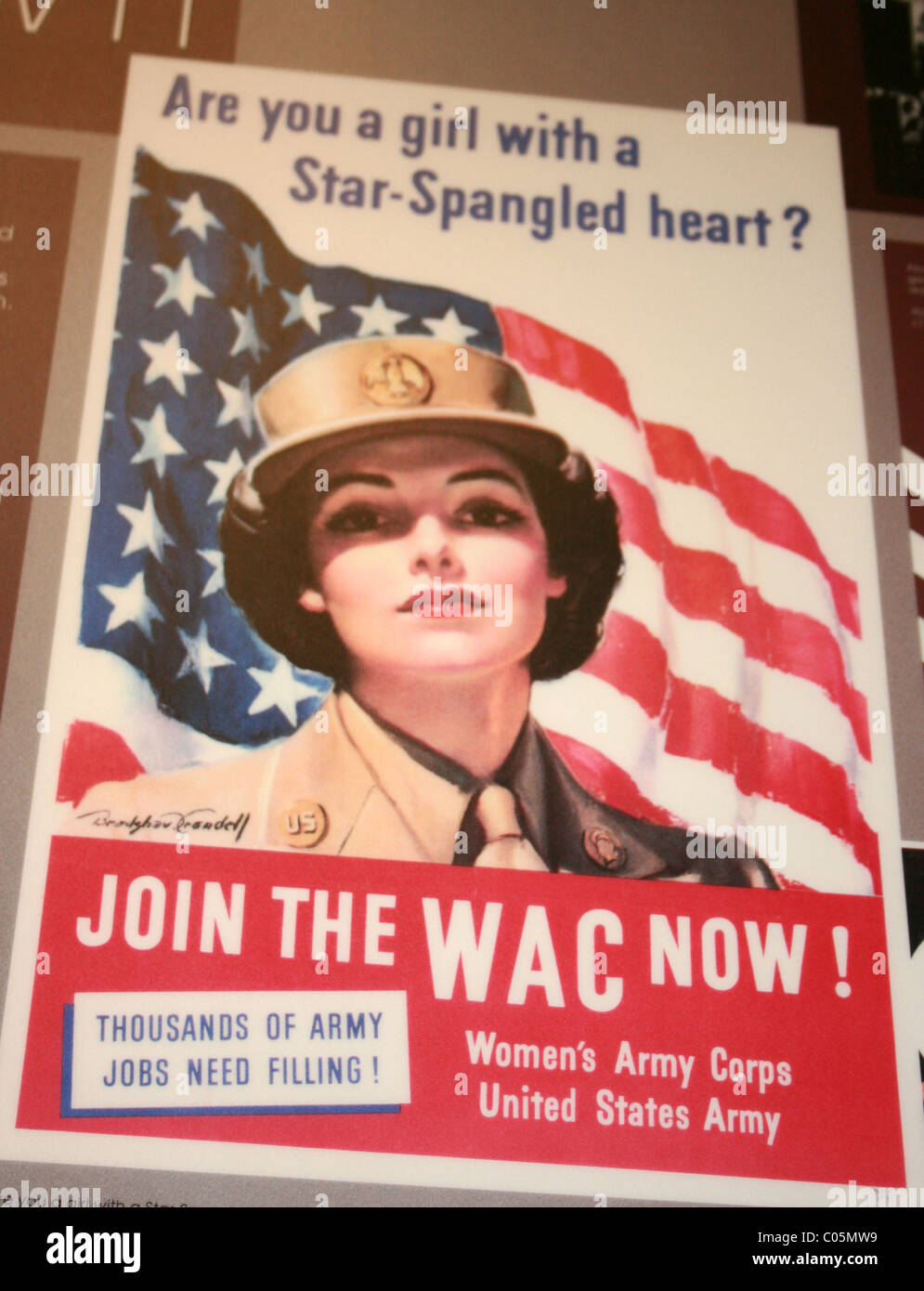 Poster from the 1950's, Join the WAC now, Women's Army Corp United States Army fifties propaganda ad advertisement war effort Stock Photo
