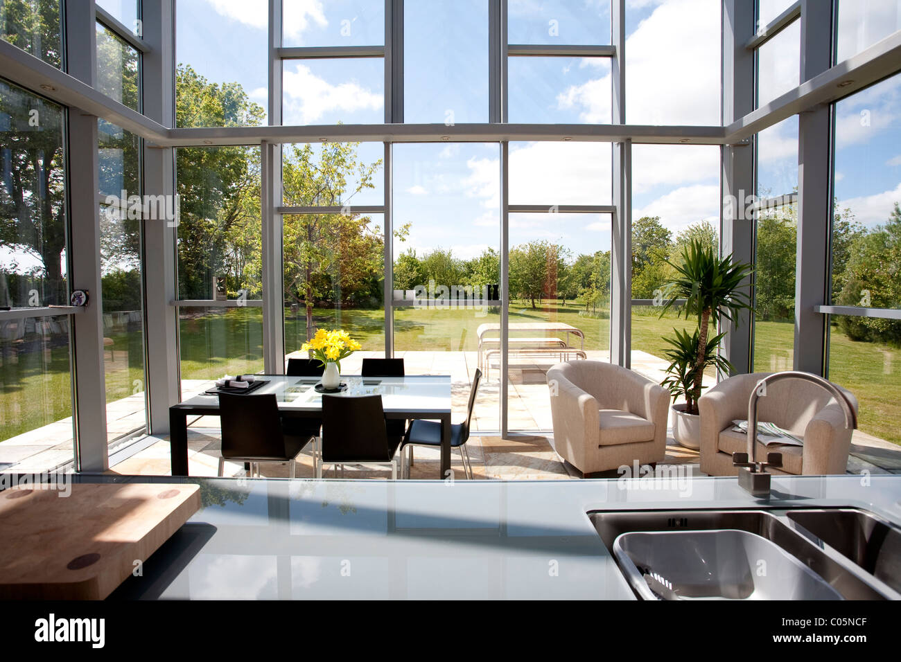 Open Plan Kitchen and Dining area The Sliding House Suffolk England