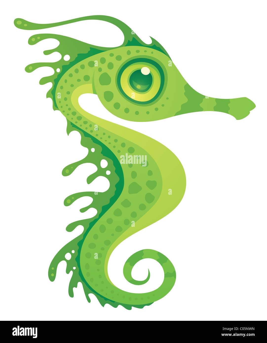 Vector cartoon illustration of a leafy sea dragon seahorse. Stock Photo