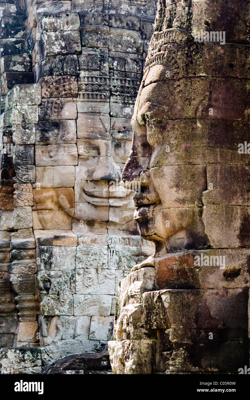 stone faces in Bayon Temple Stock Photo