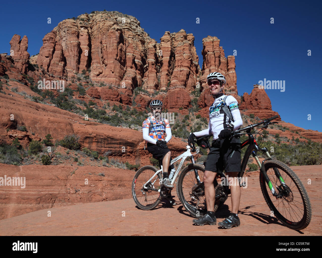 Bicyclists at Chicken Point in Sedona Stock Photo