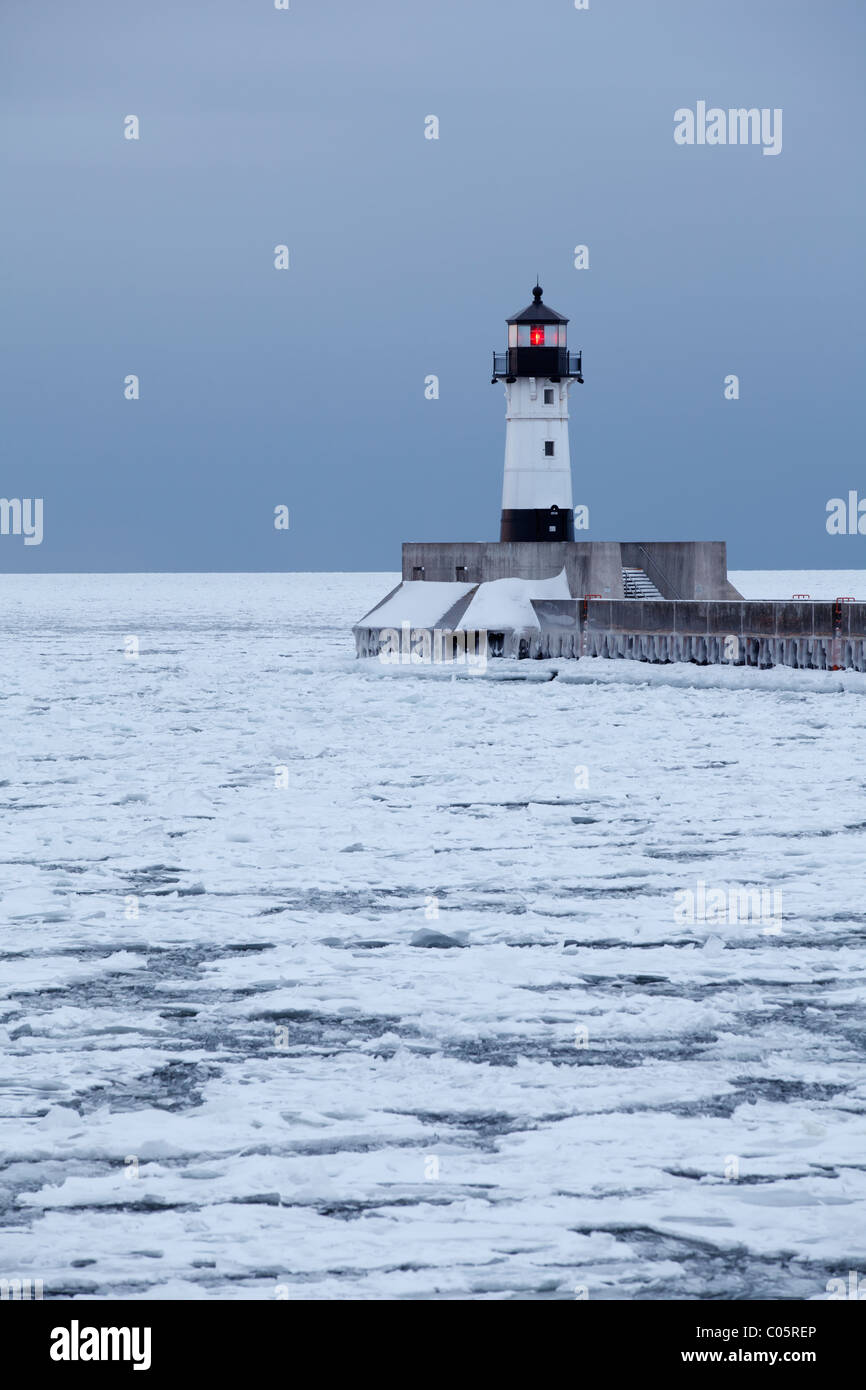 Winter View Of The North Pier Lighthouse On Lake Superior In