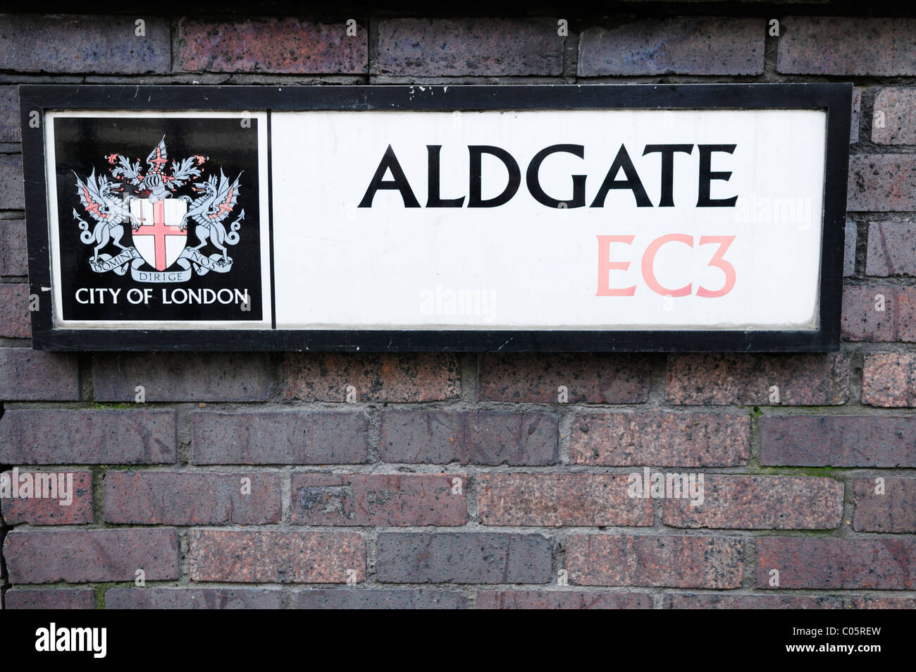 Aldgate EC3 street sign, Aldgate, London, England, UK Stock Photo