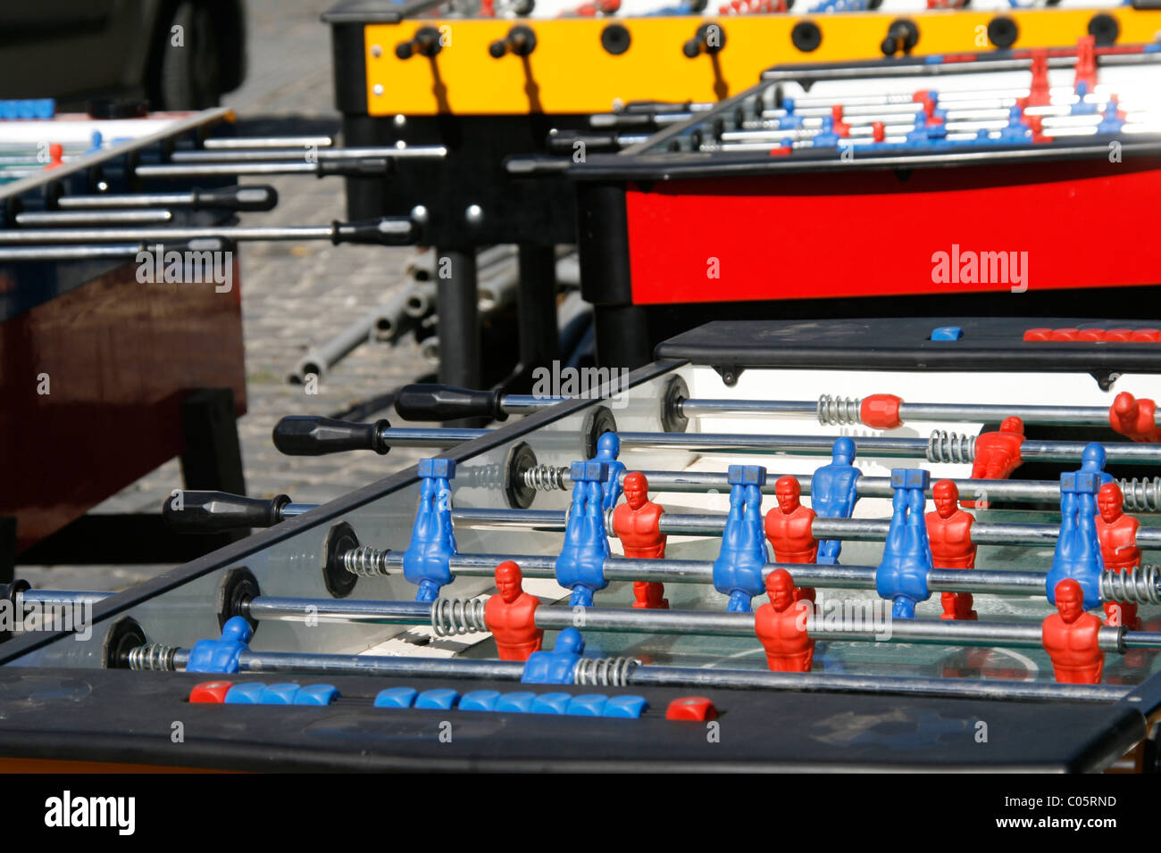 table football game tables outdoors Stock Photo Alamy