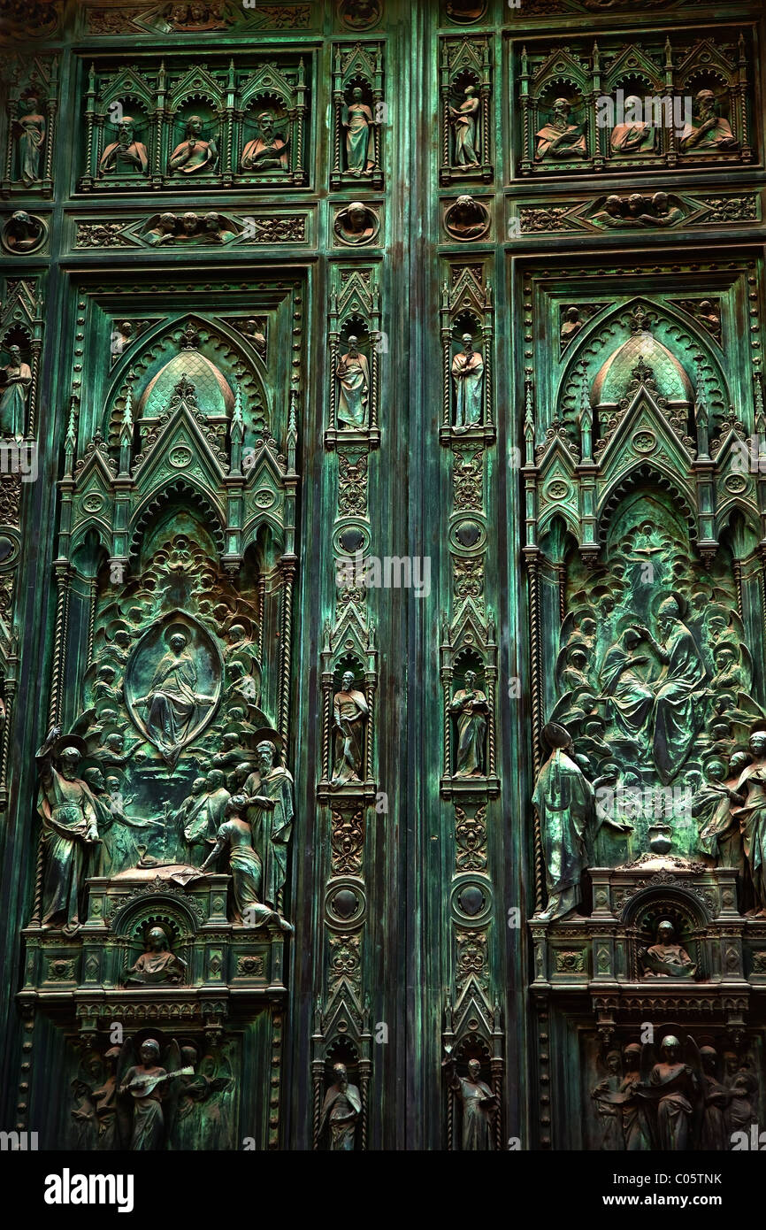 Bronze Door Duomo Basilica Cathedral Church Coronation Mary Bibilical Images Florence Italy Stock Photo