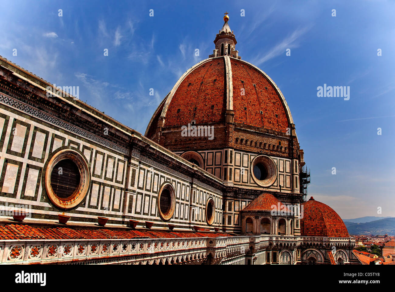 Duomo Basilica Cathedral Church from Giotto's Bell Tower Florence Italy Stock Photo