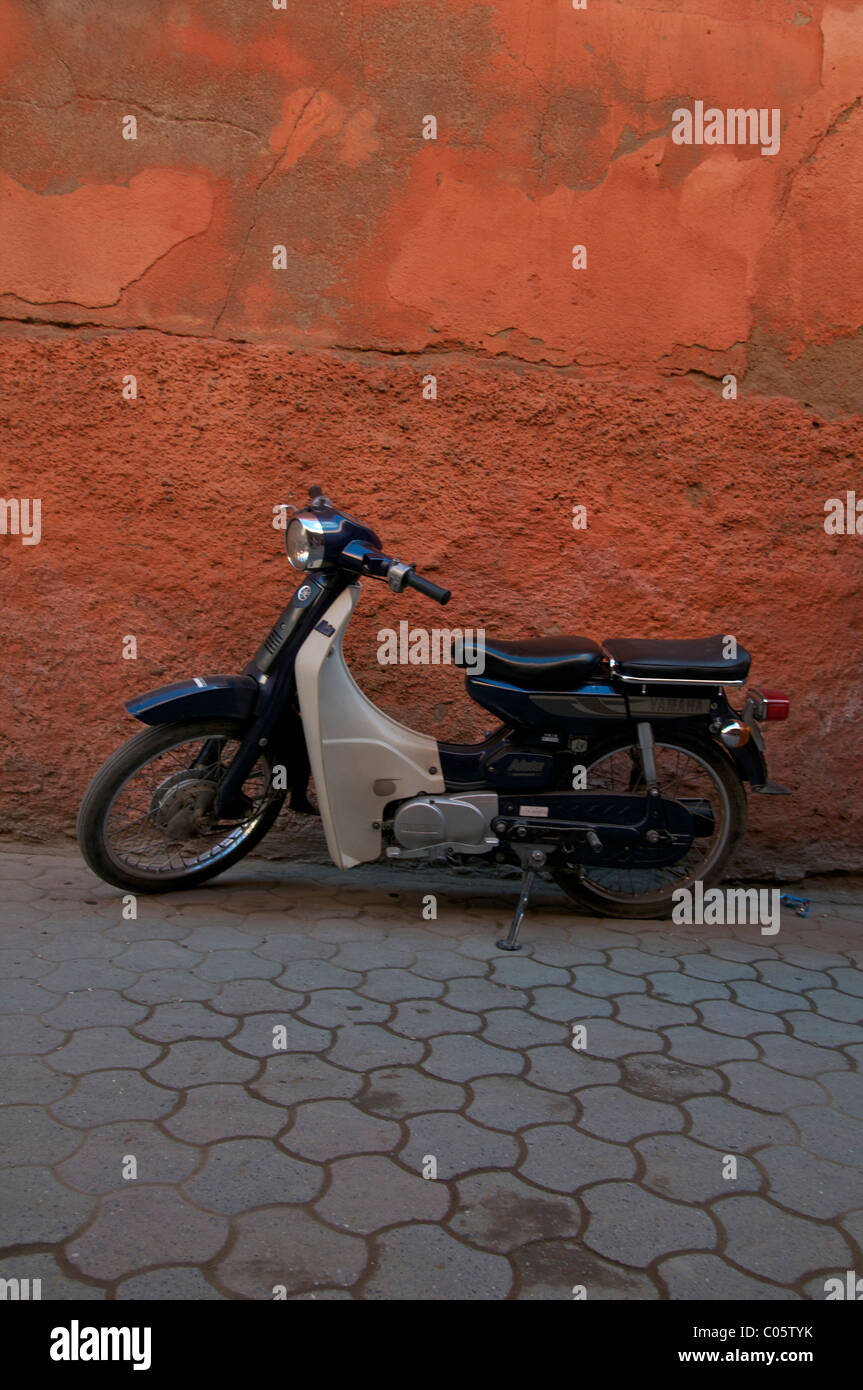 Scooter, wall, Marrakech, Morocco Stock Photo Alamy