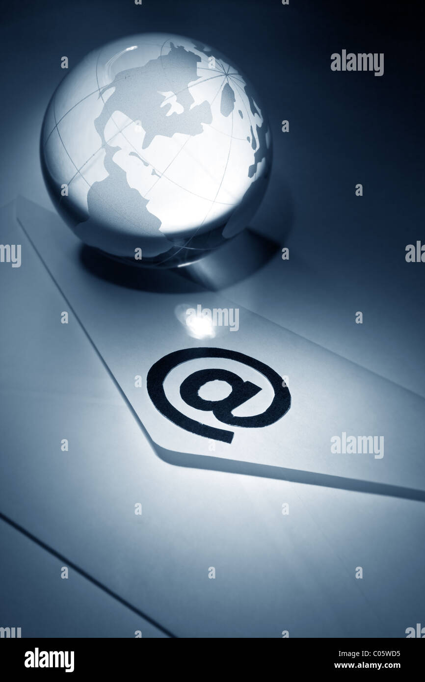 Globe and E-Mail, concept of Global Communications Stock Photo
