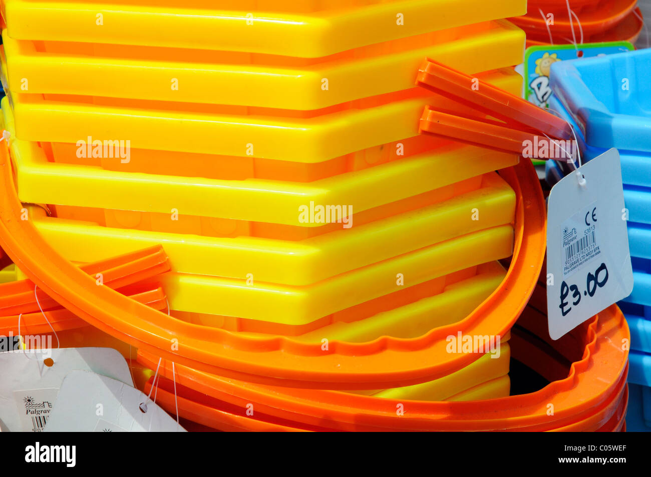 Plastic buckets for the beach Stock Photo Alamy