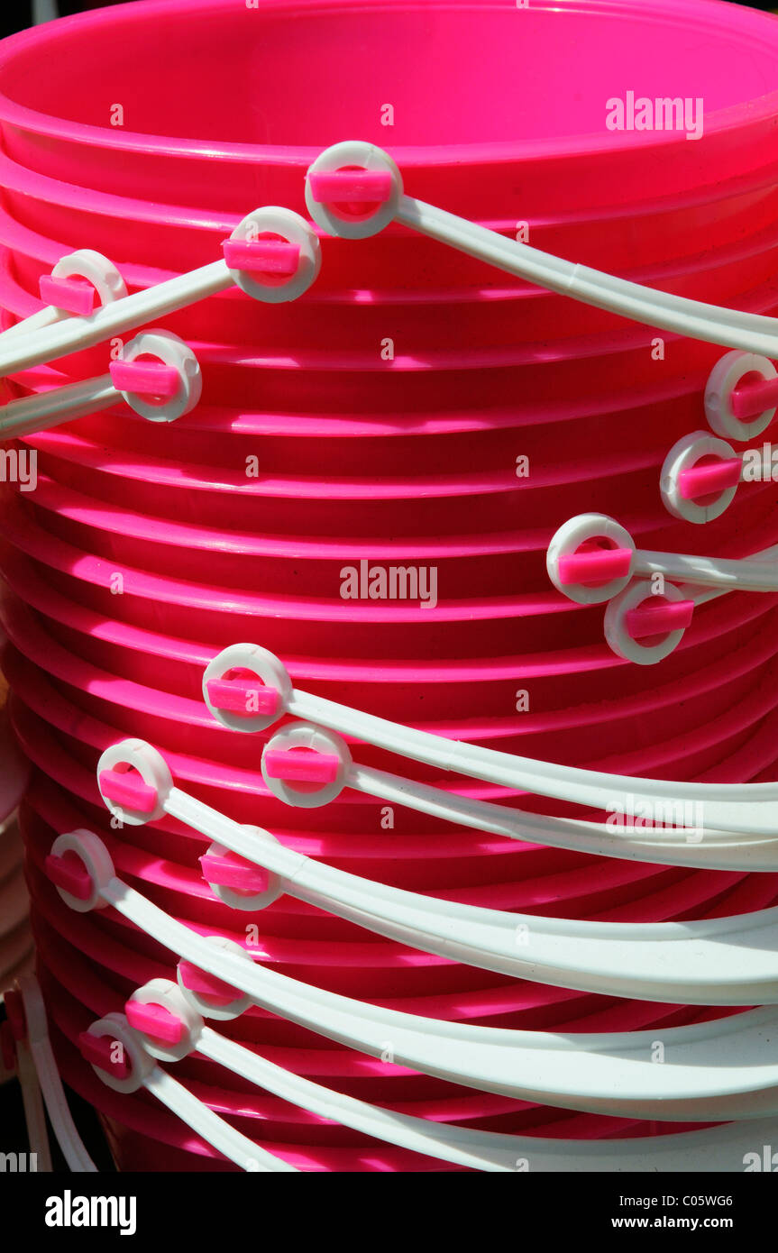 Plastic buckets for the beach Stock Photo Alamy